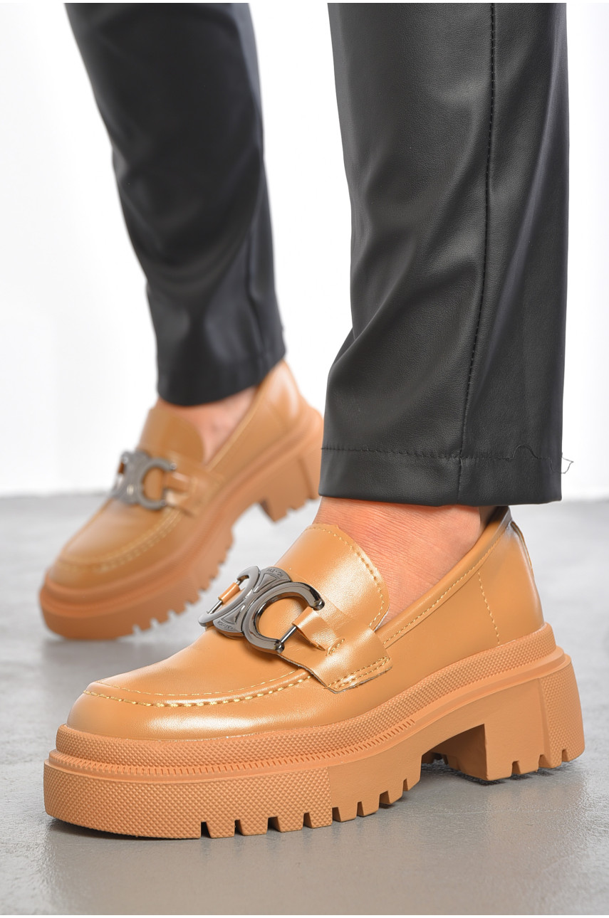 Лофери жіночі темно-бежевого кольору Y108-2 189501