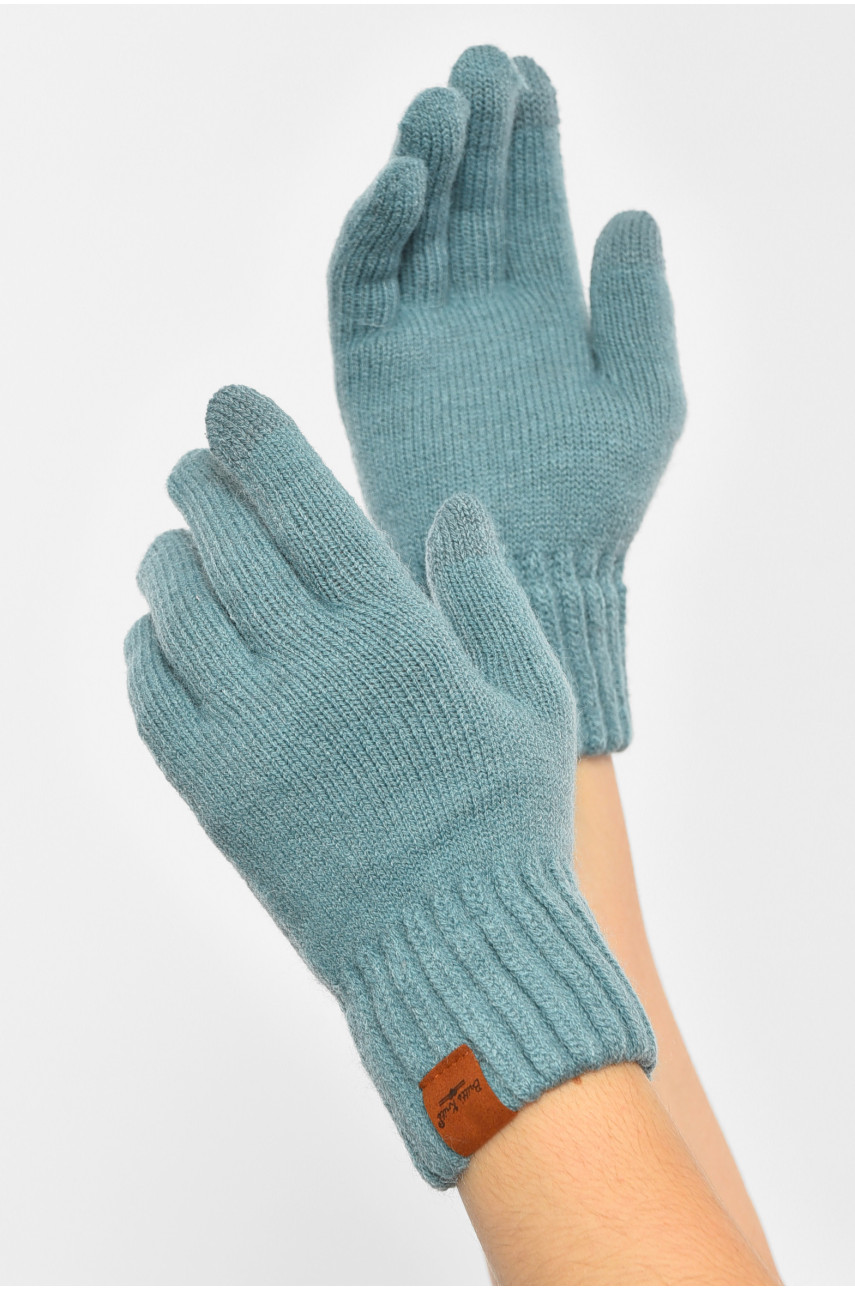 Рукавички жіночі сенсорні блакитного кольору утеплені 7028 189506