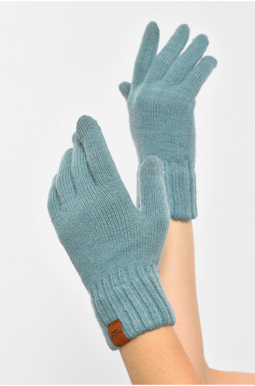 Рукавички жіночі сенсорні блакитного кольору утеплені 7028 189506