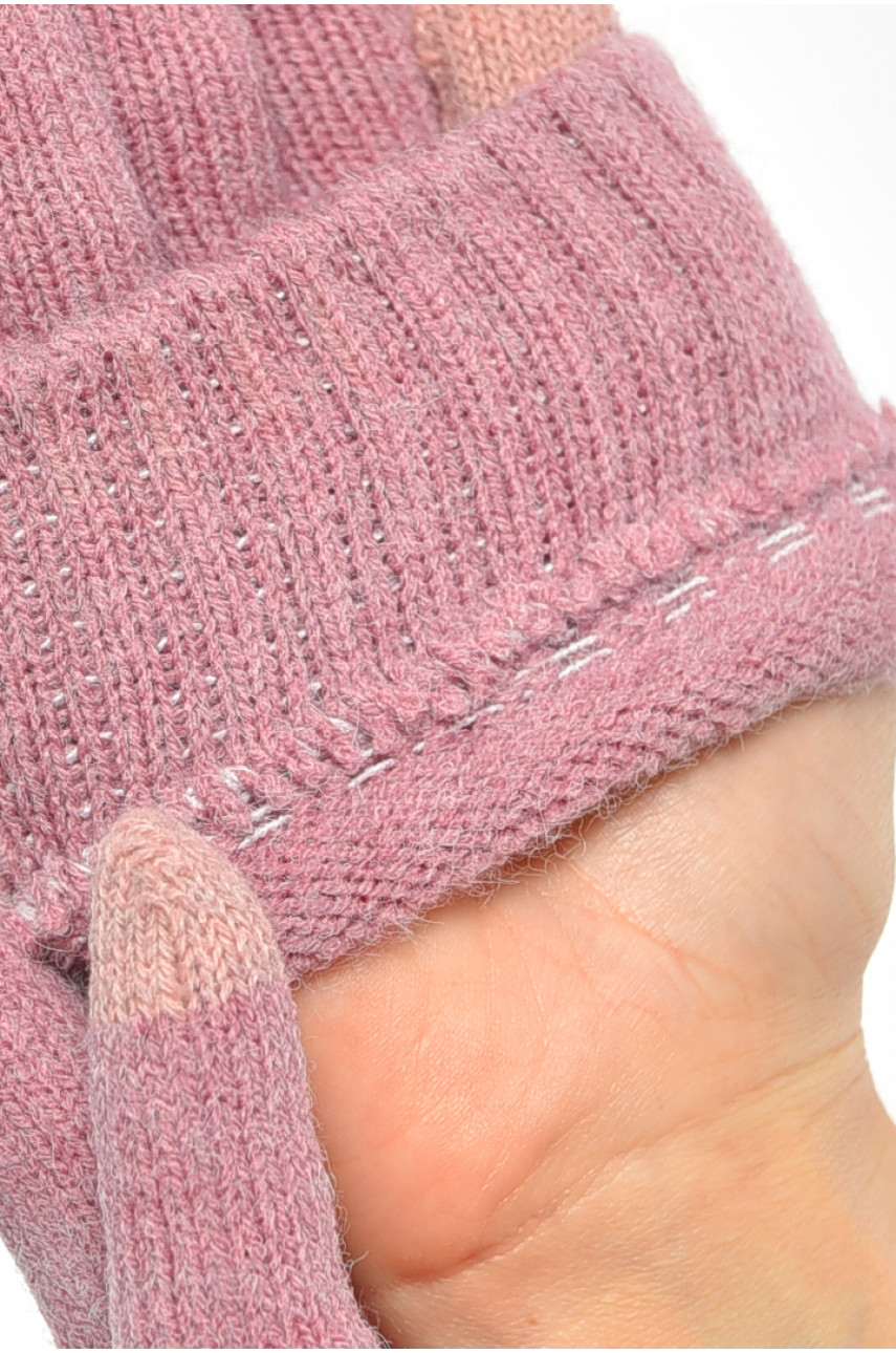 Рукавички жіночі сенсорні рожевого кольору утеплені 7028 189507