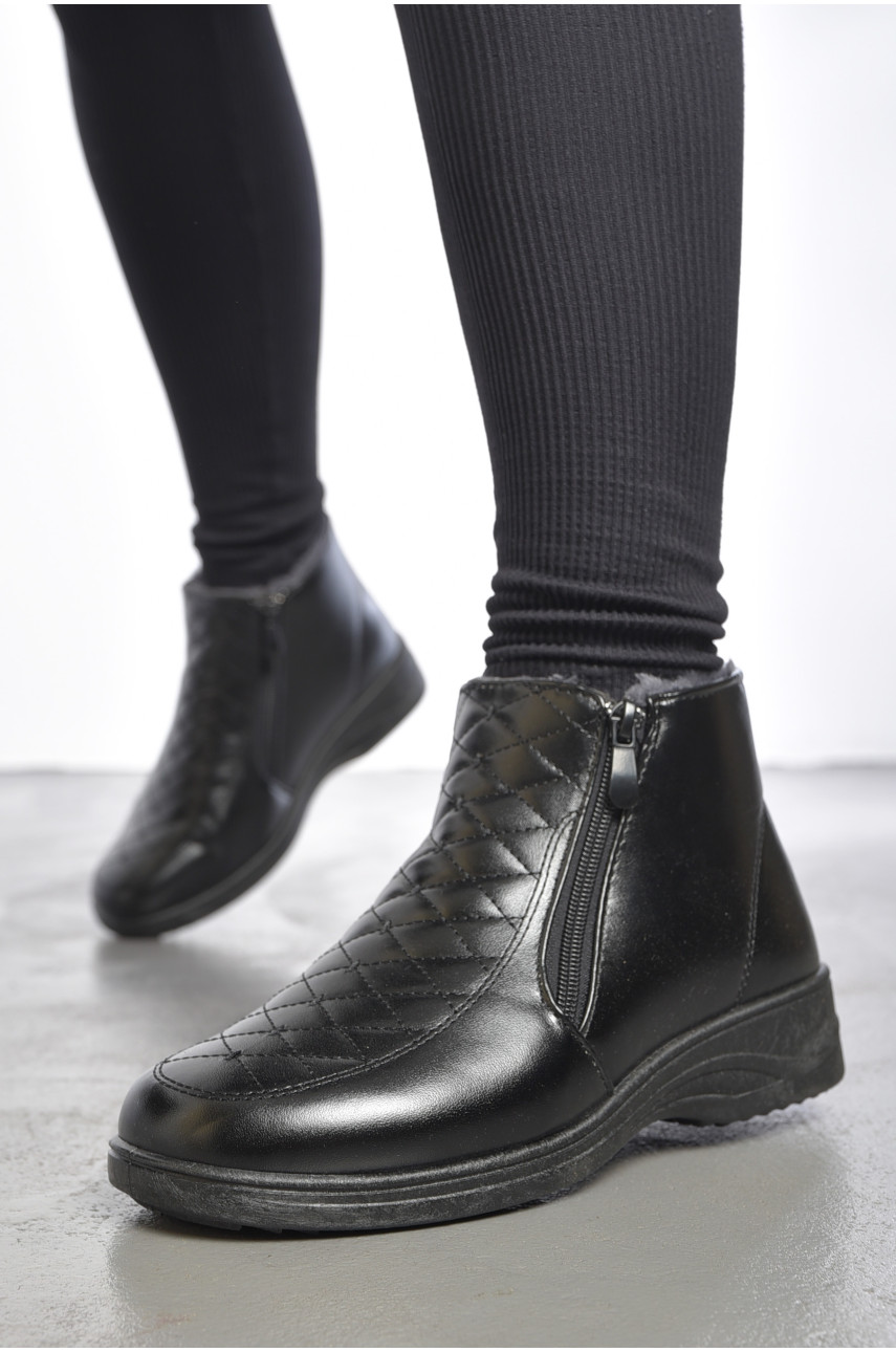 Ботинки женские на меху черного цвета на молнии w3-1В 189509