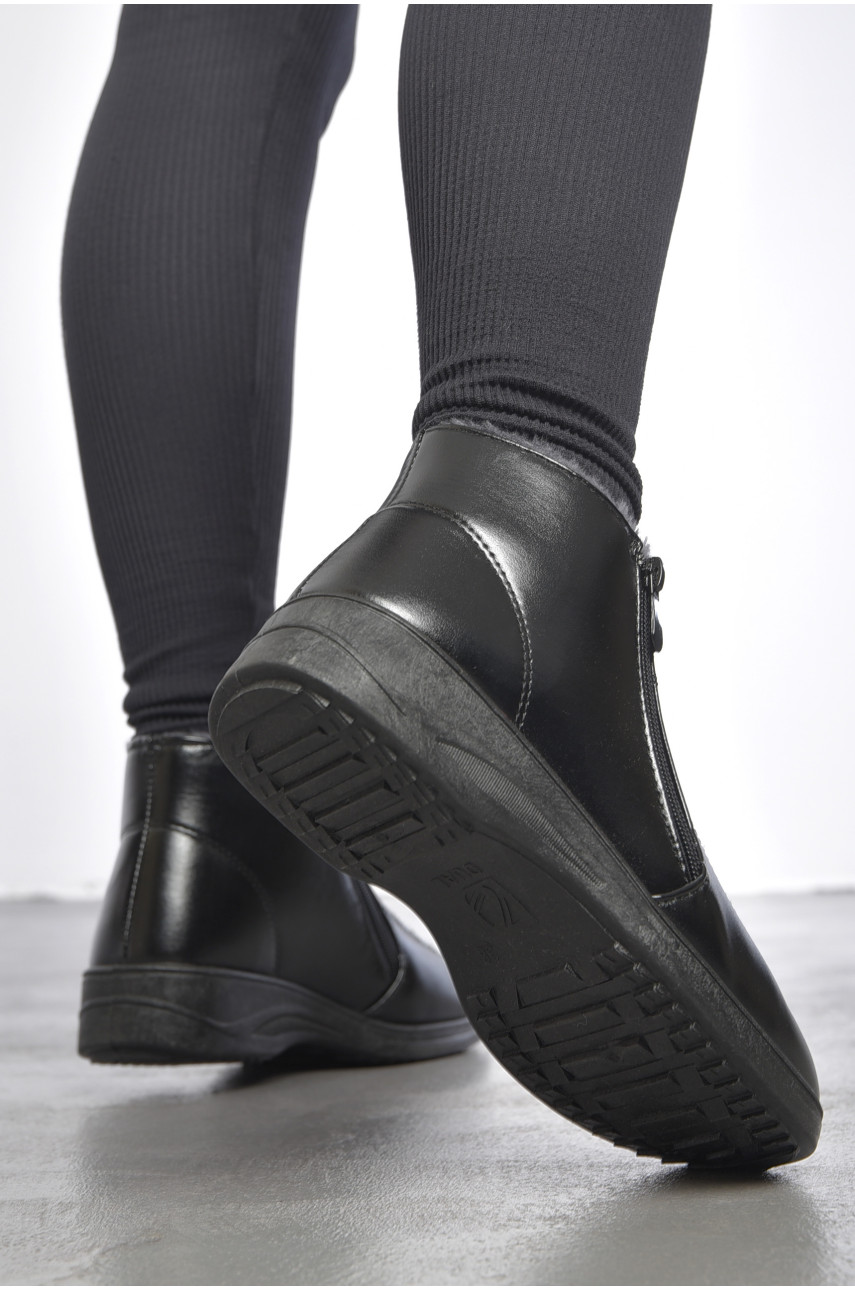 Ботинки женские на меху черного цвета на молнии w3-1В 189509