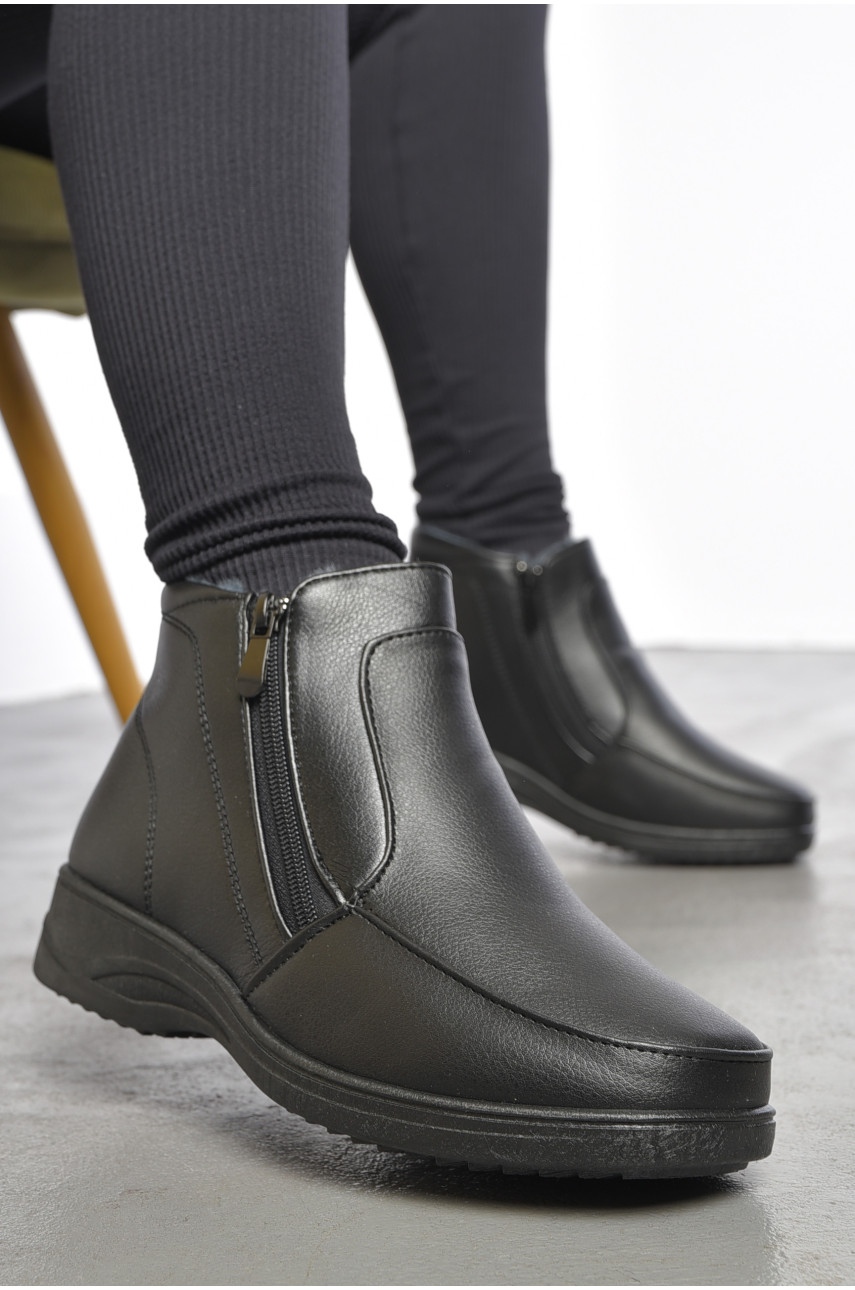 Ботинки женские на меху черного цвета на молнии w3-F24 189511