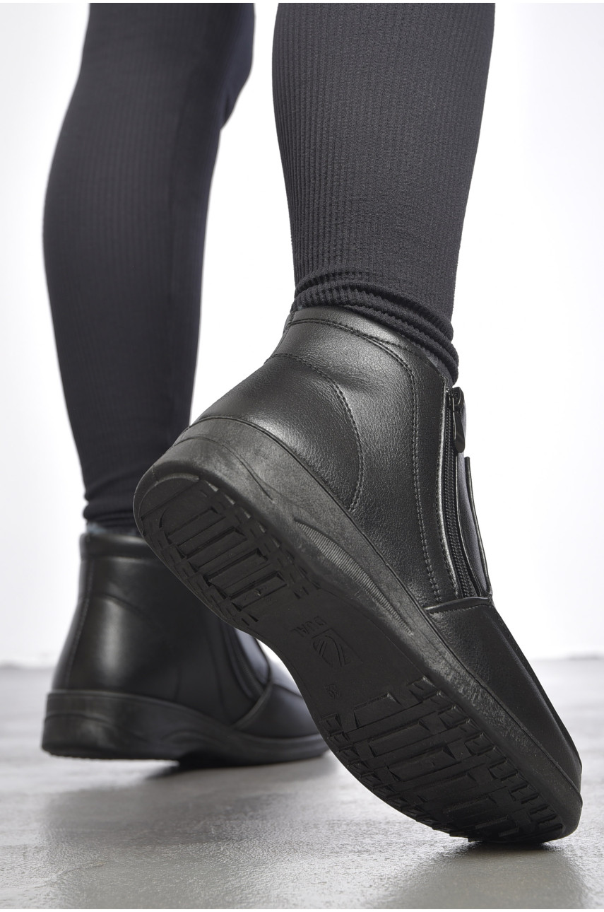 Ботинки женские на меху черного цвета на молнии w3-F24 189511 Ботинки женские на меху черного цвета на молнии w3-F24 189511