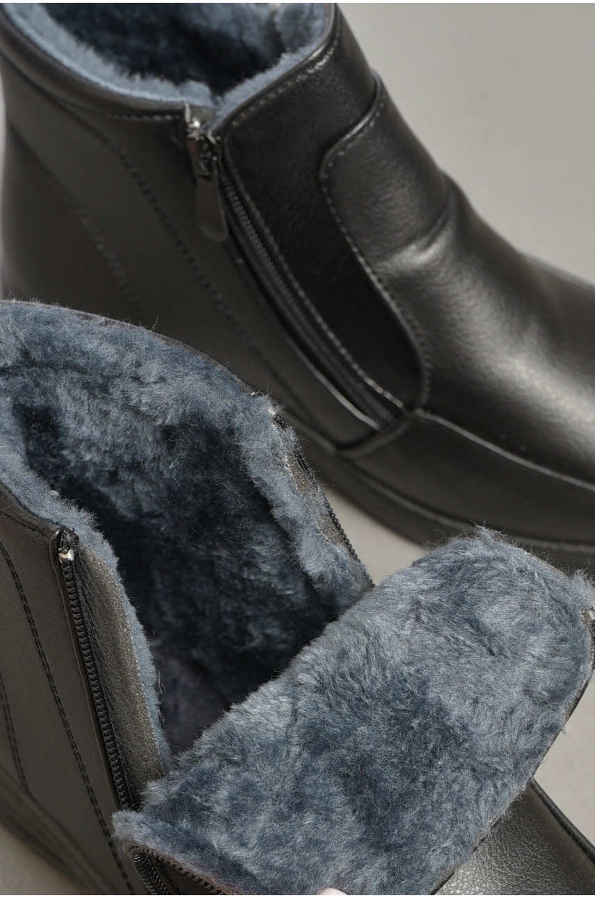 Ботинки женские на меху черного цвета на молнии w3-F24 189511 Ботинки женские на меху черного цвета на молнии w3-F24 189511