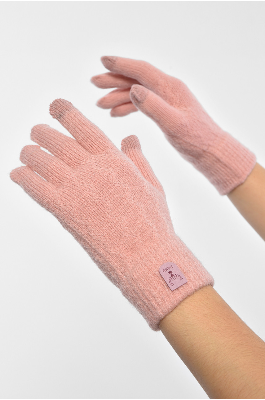 Рукавички жіночі сенсорні персикового кольору утеплені 7023 189512