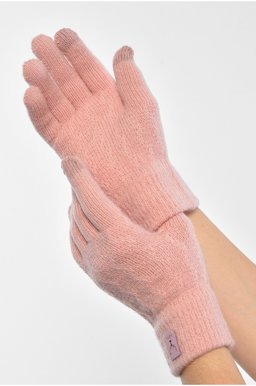 Рукавички жіночі сенсорні персикового кольору утеплені 7023 189512