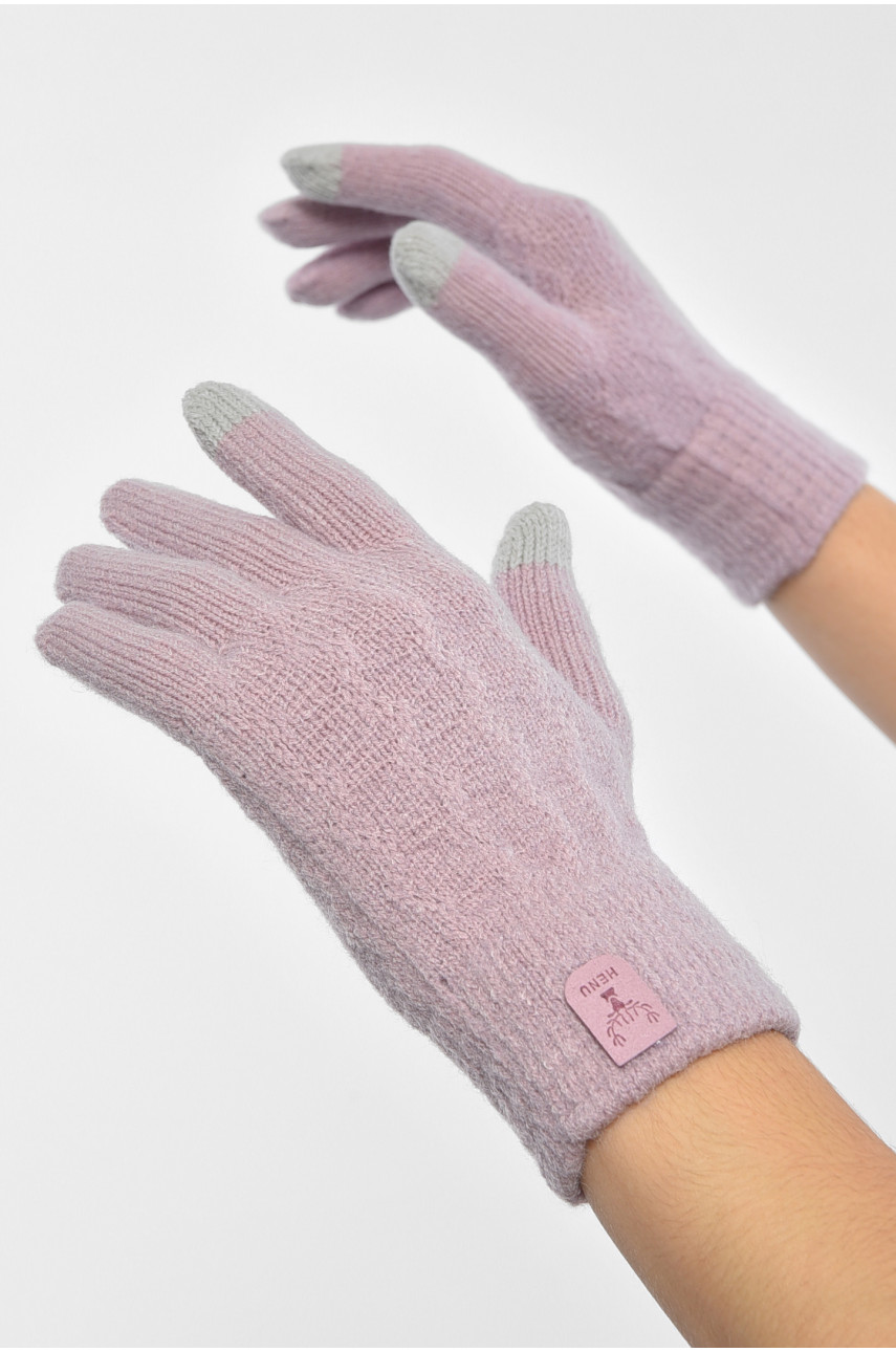 Рукавички жіночі сенсорні бузкового кольору утеплені 7023 189513