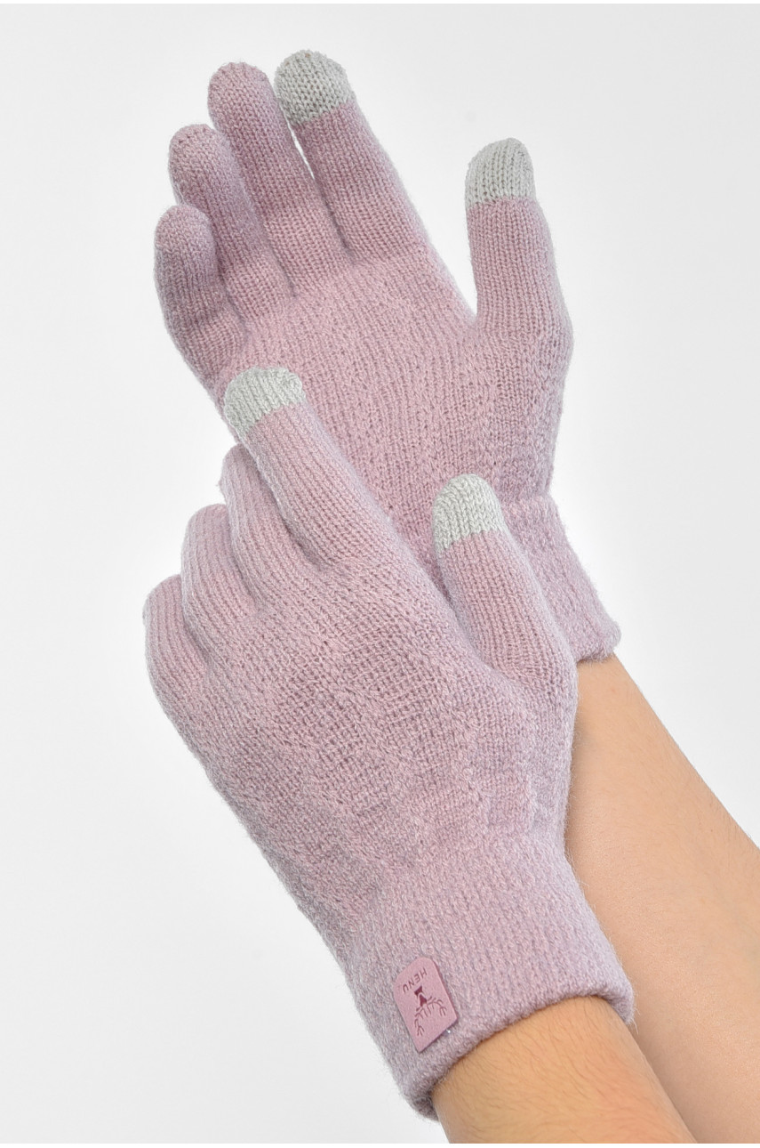Рукавички жіночі сенсорні бузкового кольору утеплені 7023 189513