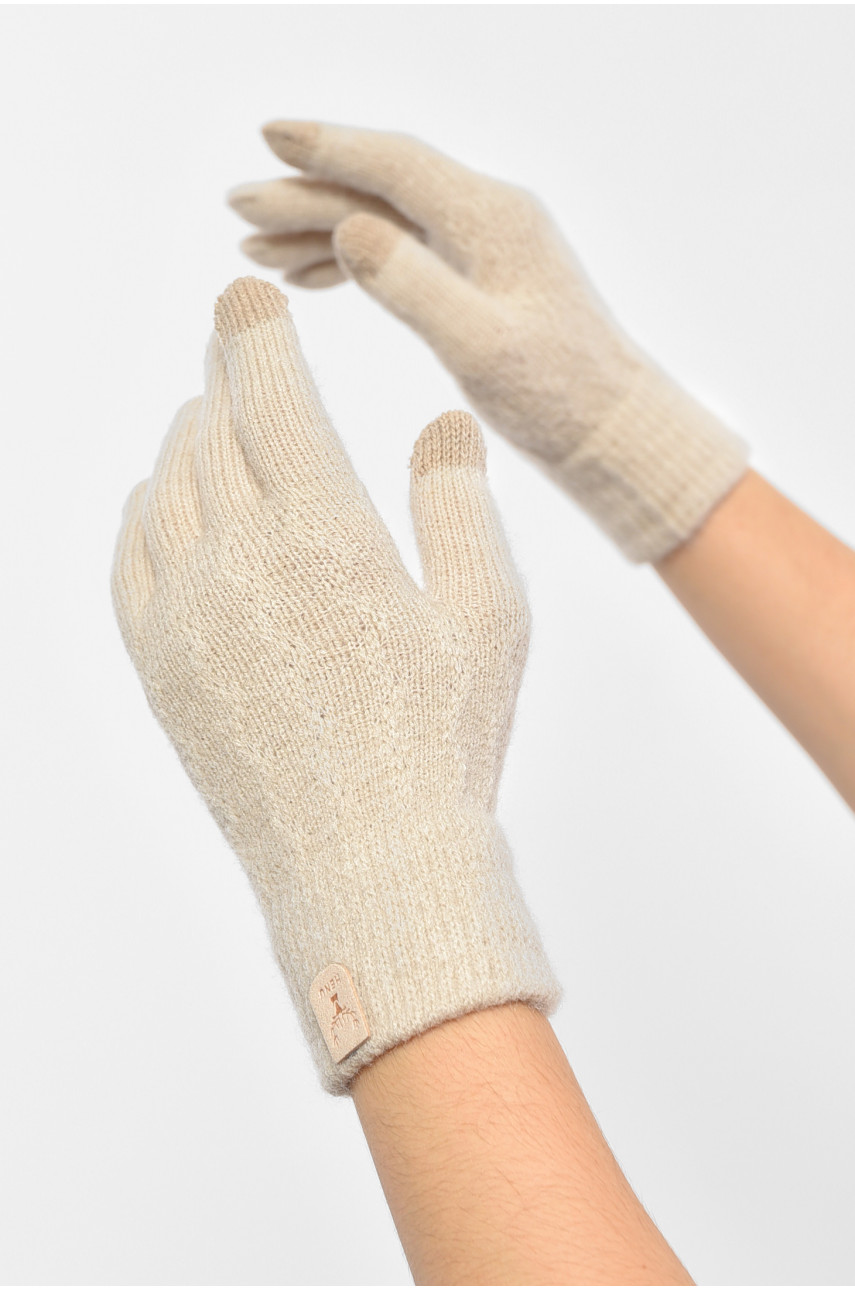 Рукавички жіночі сенсорні бежевого кольору утеплені 7023 189516