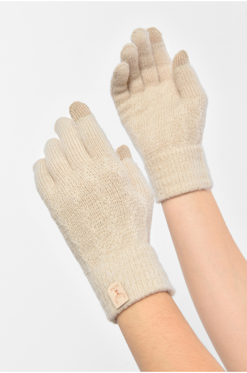 Рукавички жіночі сенсорні бежевого кольору утеплені 7023 189516
