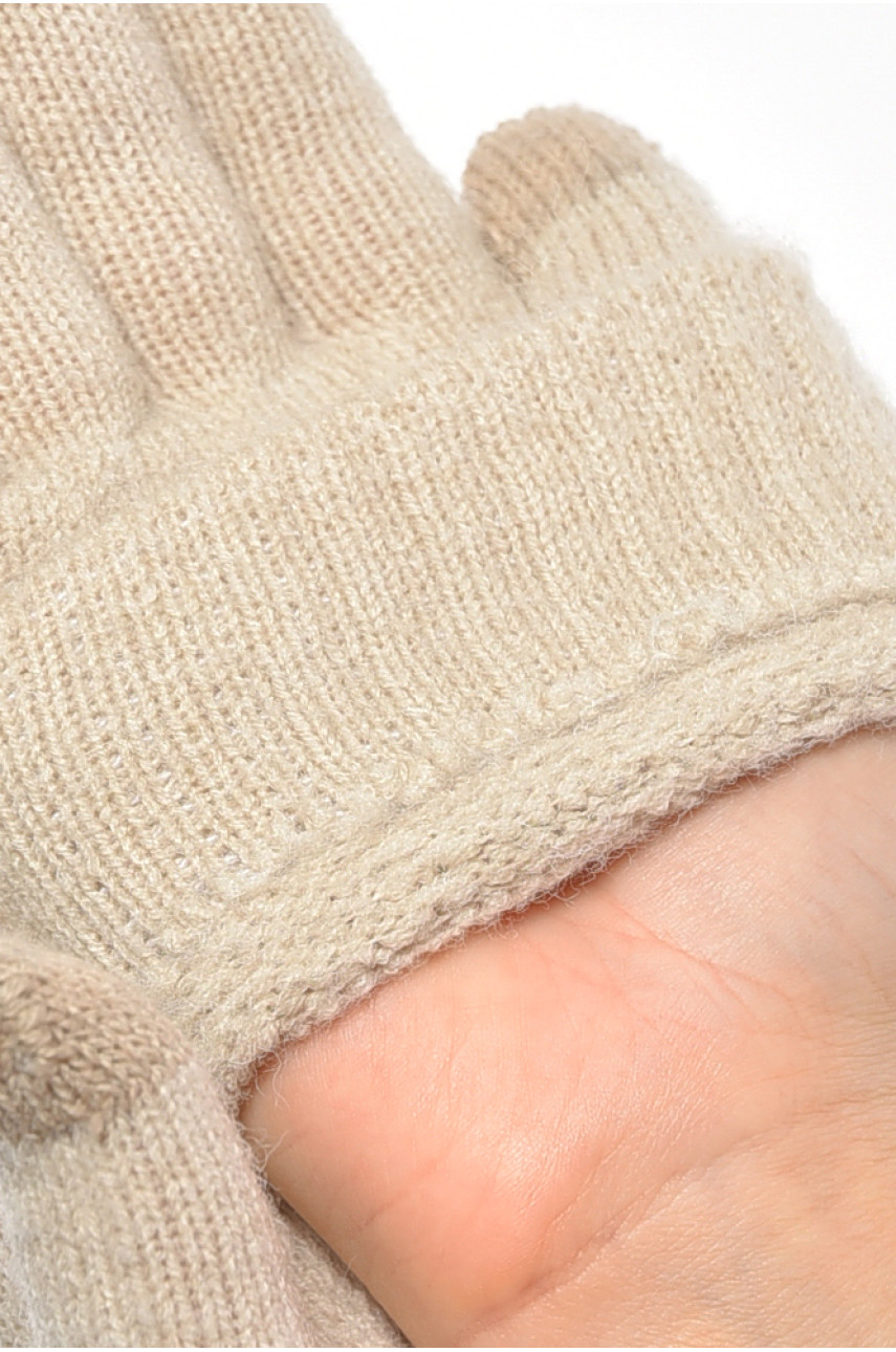 Рукавички жіночі сенсорні бежевого кольору утеплені 7023 189516