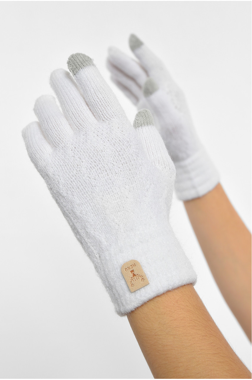 Рукавички жіночі сенсорні білого кольору утеплені 7023 189517