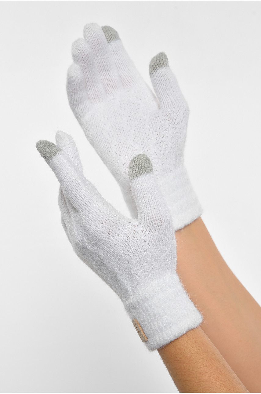 Рукавички жіночі сенсорні білого кольору утеплені 7023 189517
