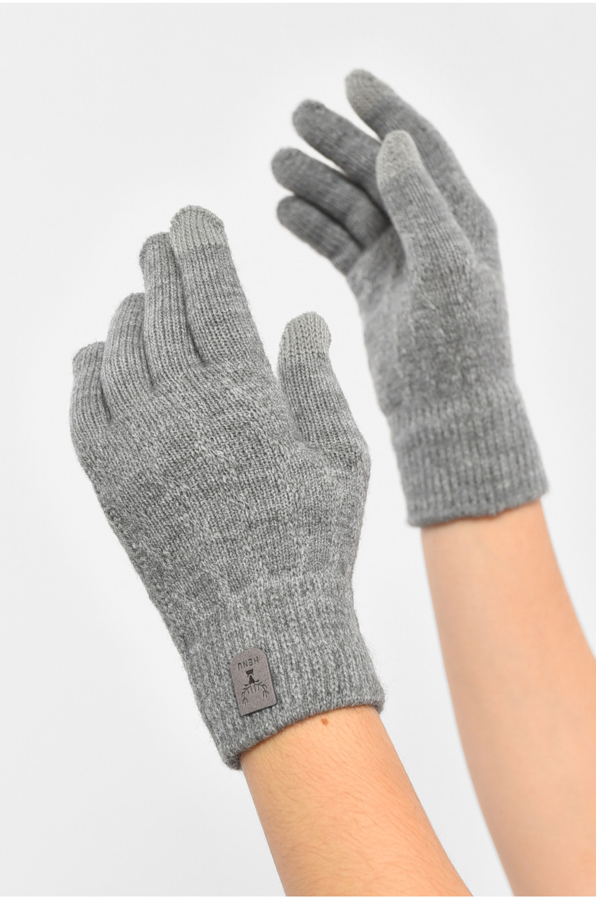Рукавички жіночі сенсорні сірого кольору утеплені 7023 189518