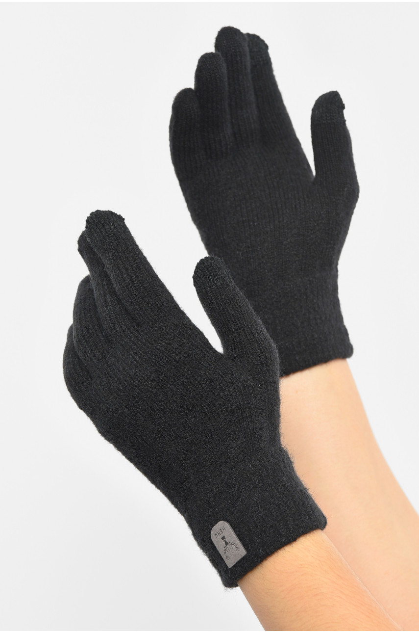 Рукавички жіночі сенсорні чорного кольору утеплені 7023 189519