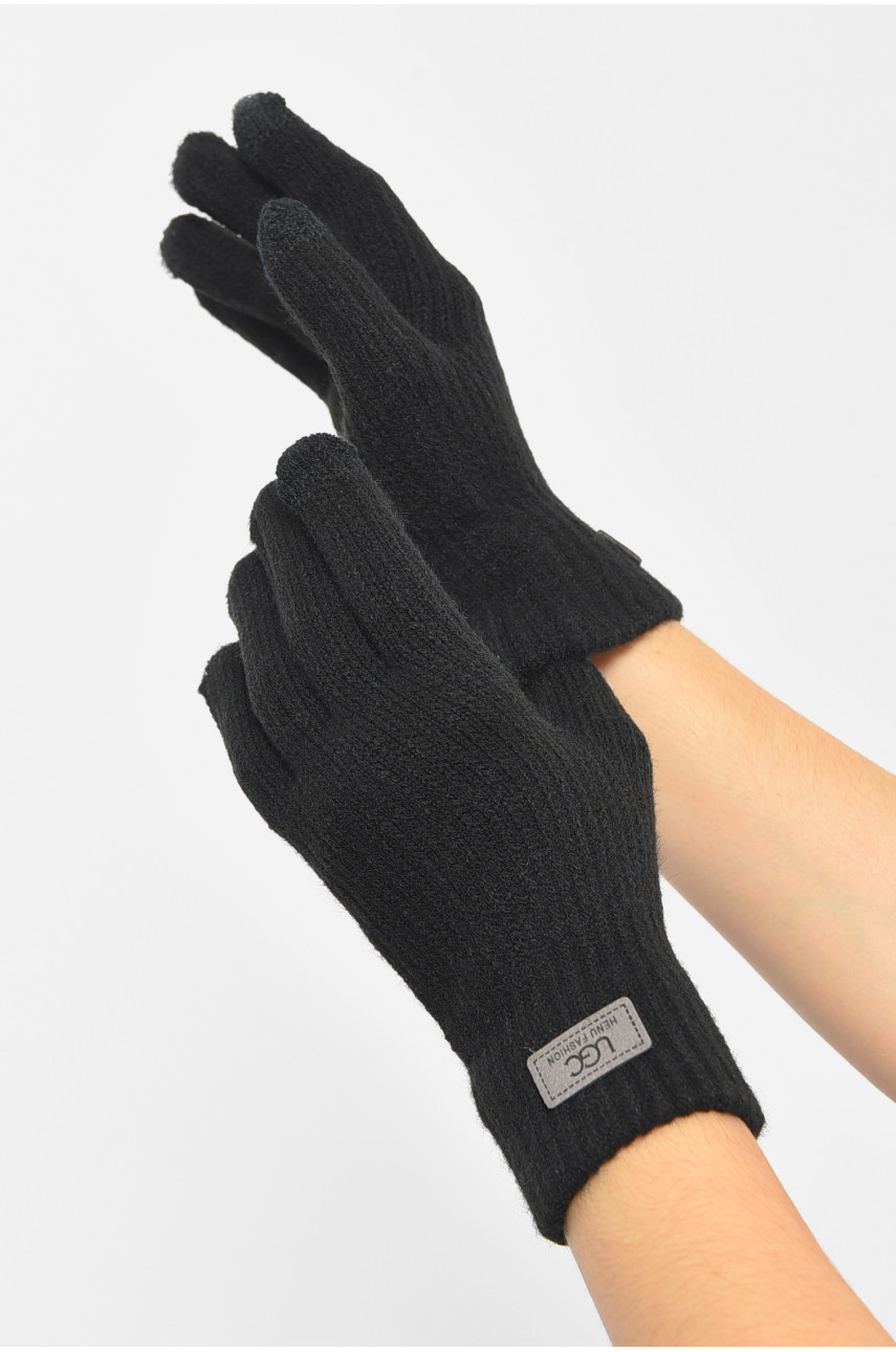 Рукавички жіночі сенсорні чорного кольору утеплені 7105 189520