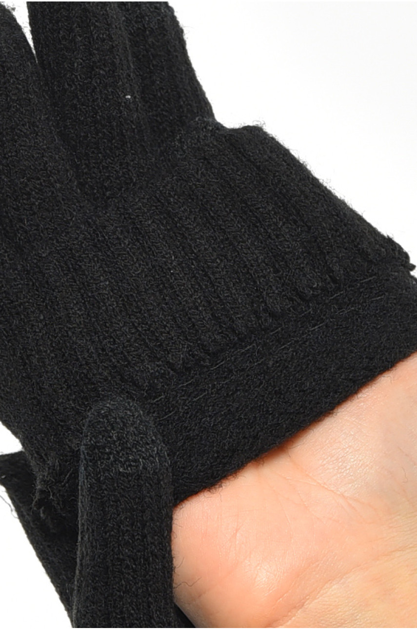 Рукавички жіночі сенсорні чорного кольору утеплені 7105 189520