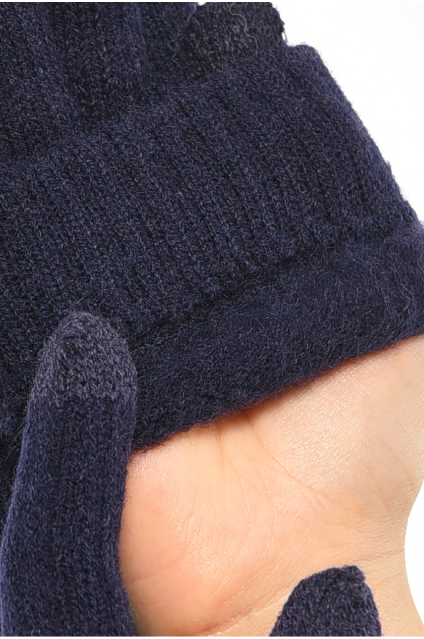 Рукавички жіночі сенсорні темно-синього кольору утеплені 7105 189526