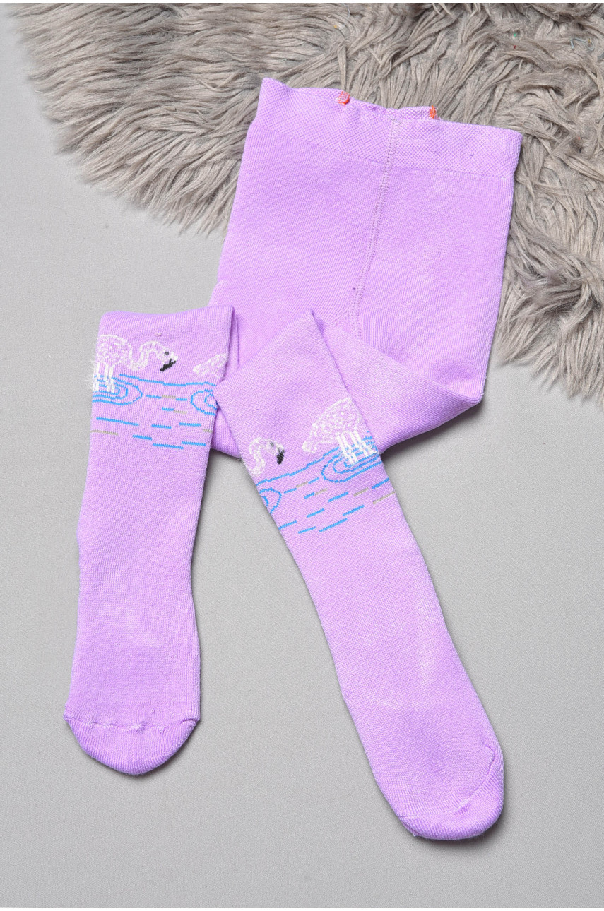 Колготи дитячі махрові для дівчинки бузкового кольору D77 189551