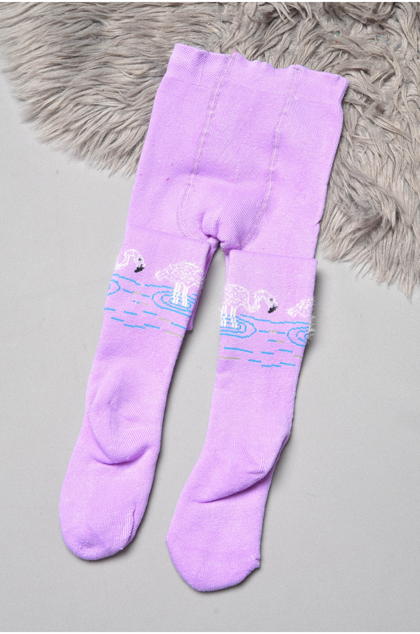 Колготи дитячі махрові для дівчинки бузкового кольору D77 189551