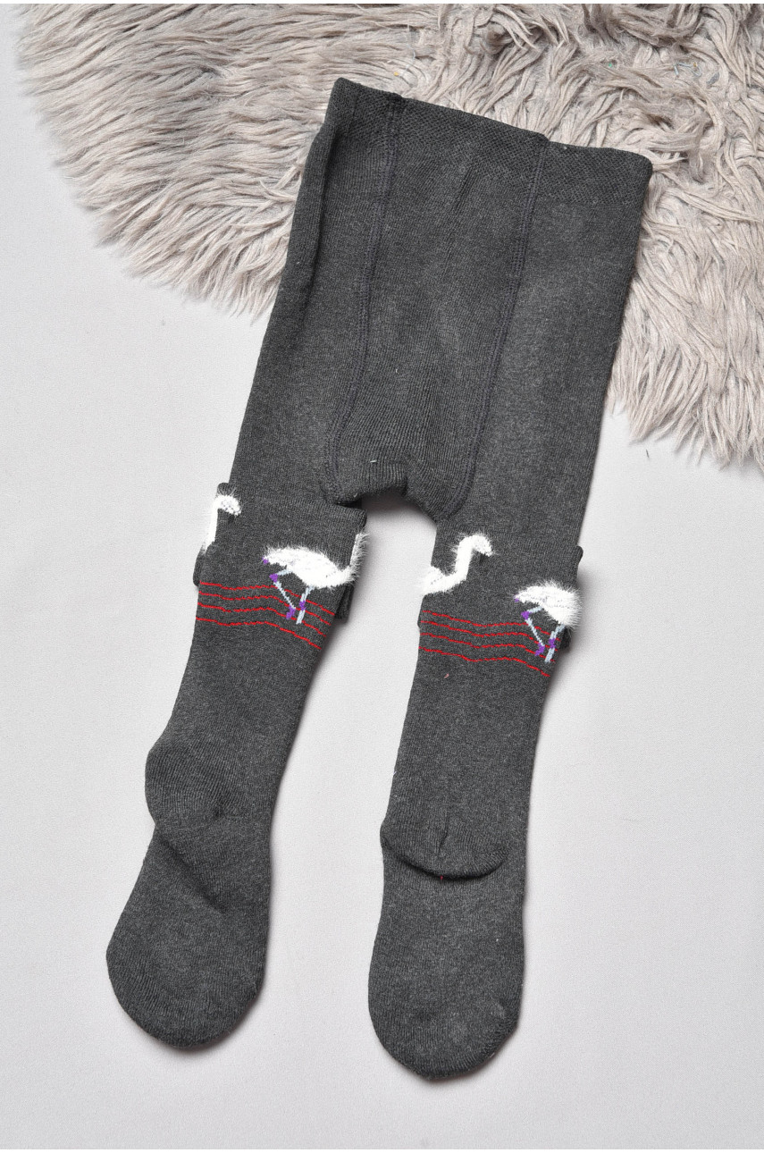 Колготи дитячі махрові для дівчинки темно-сірого кольору D77 189553