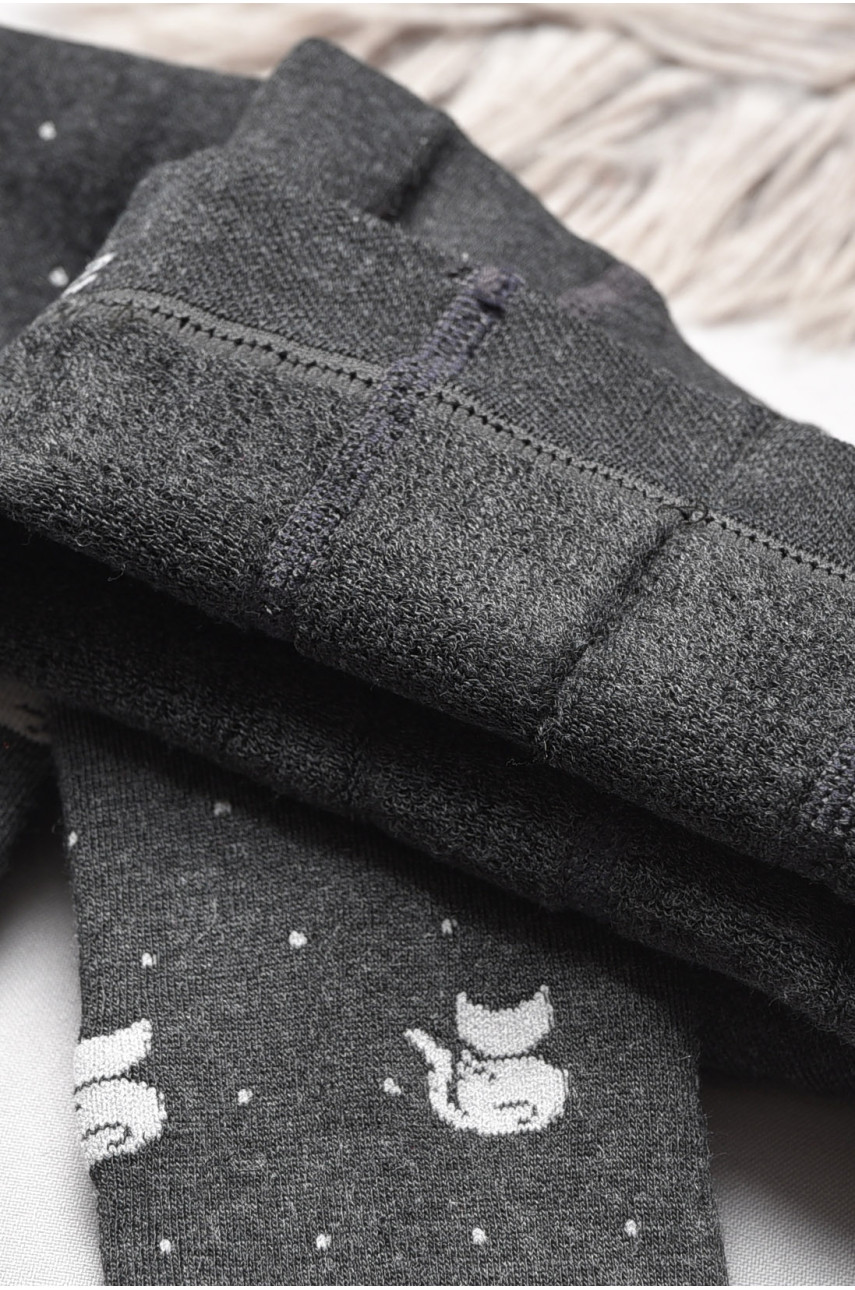 Колготи дитячі махрові для дівчинки темно-сірого кольору К-055-5 189596