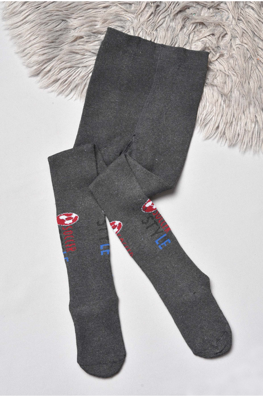 Колготи дитячі махрові для хлопчика темно-сірого кольору D82 189602