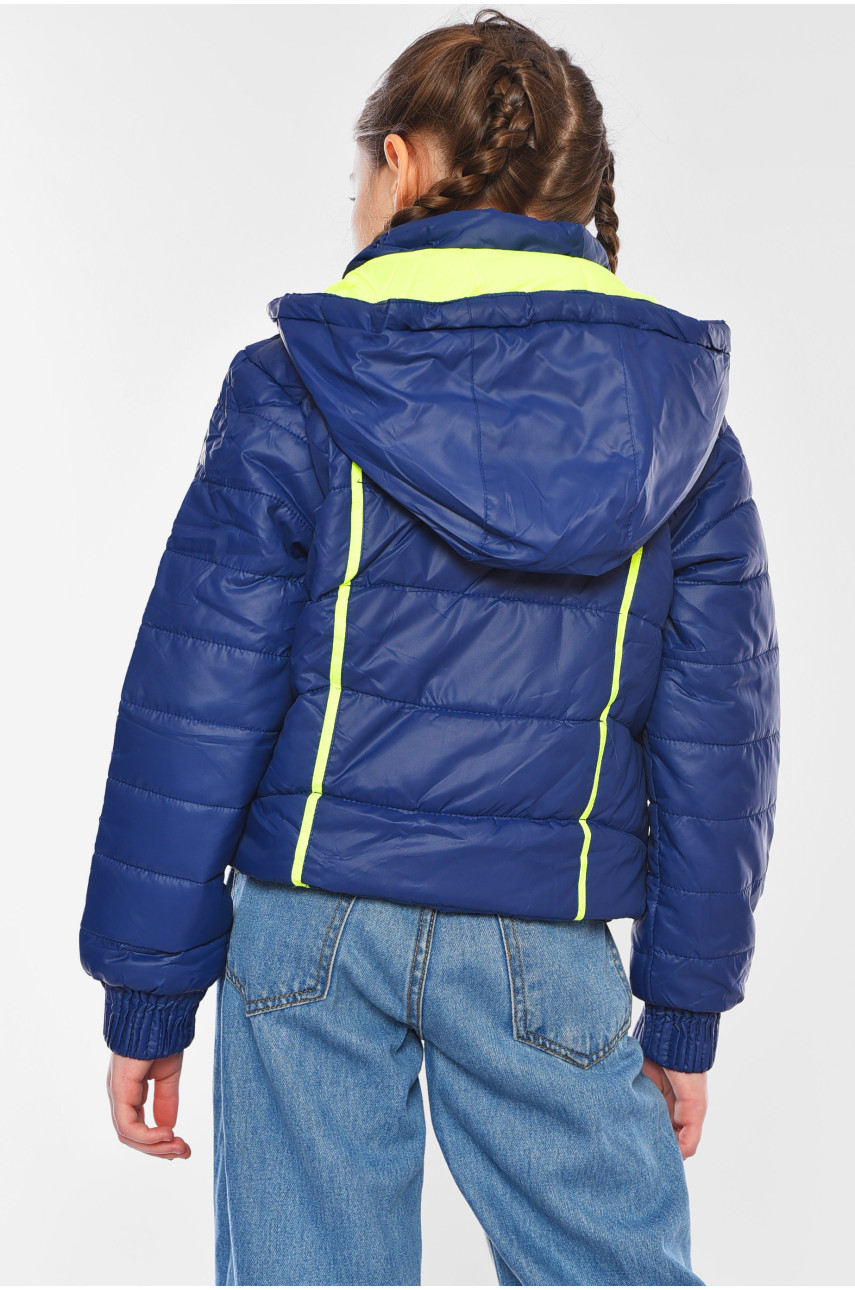 Куртка детская для девочки демисезонная синего цвета 1853 189614 Куртка детская для девочки демисезонная синего цвета 1853 189614