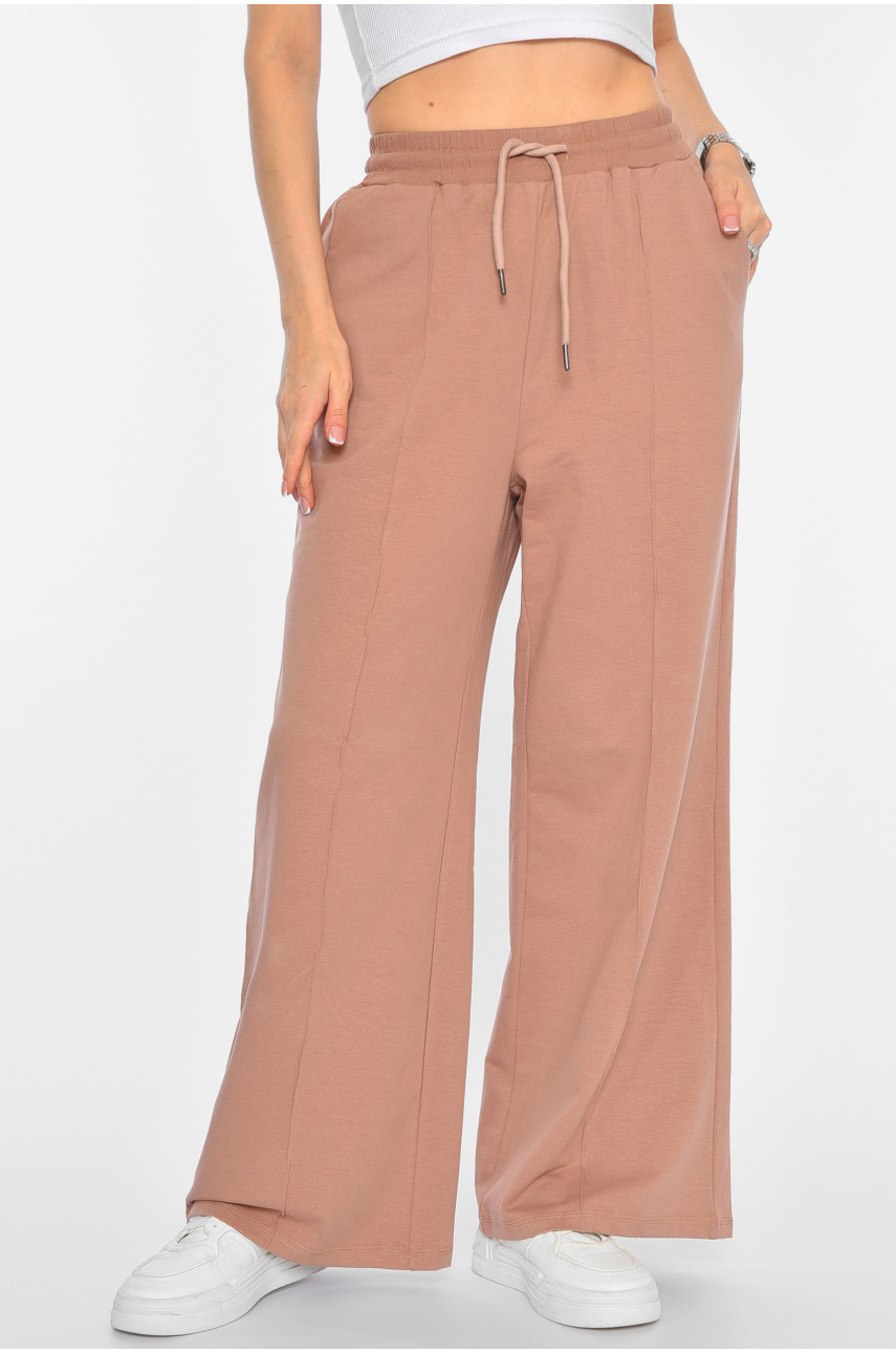 Штани жіночі кльош кольору мокко 189704 Штани жіночі кльош кольору мокко 189704