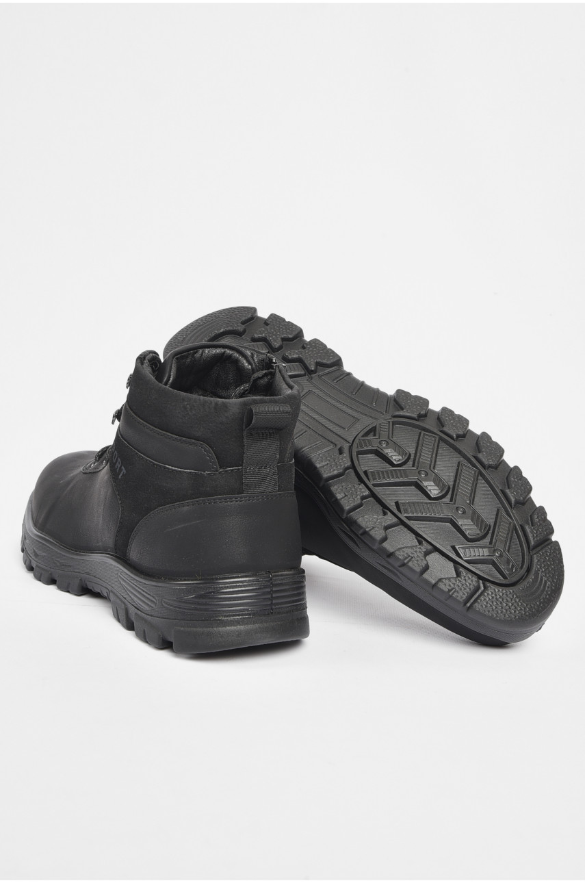 Черевики чоловічі зимові на хутрі чорного кольору А709 189705