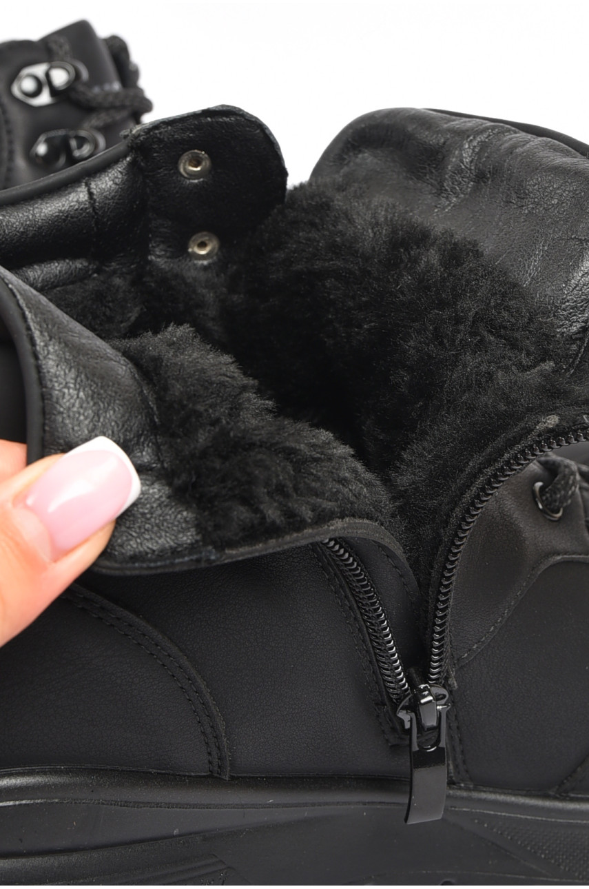 Черевики чоловічі зимові на хутрі чорного кольору А801-7 189709