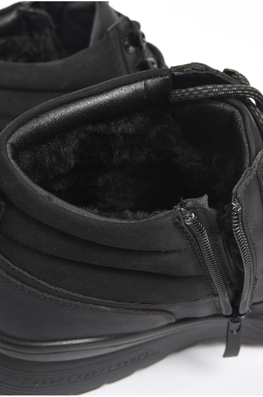 Черевики чоловічі зимові на хутрі чорного кольору А805 189712