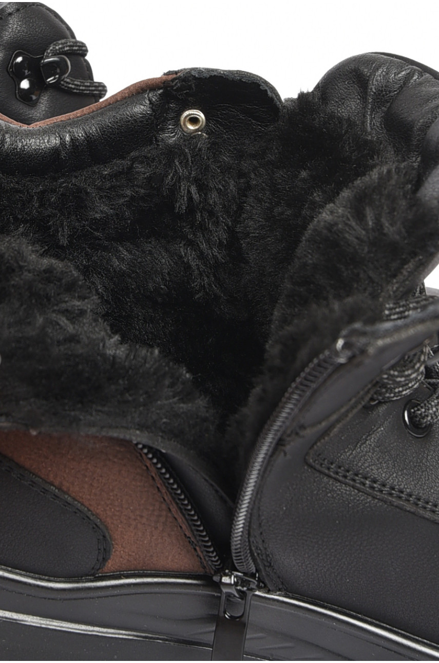 Черевики чоловічі зимові на хутрі чорного-коричневого кольору А601-2 189716 Черевики чоловічі зимові на хутрі чорного-коричневого кольору А601-2 189716