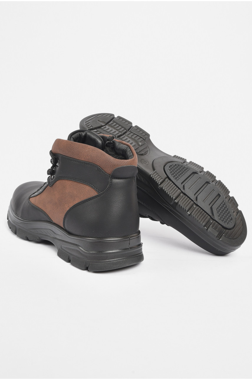 Черевики чоловічі зимові на хутрі чорного-коричневого кольору А602-2 189717 Черевики чоловічі зимові на хутрі чорного-коричневого кольору А602-2 189717