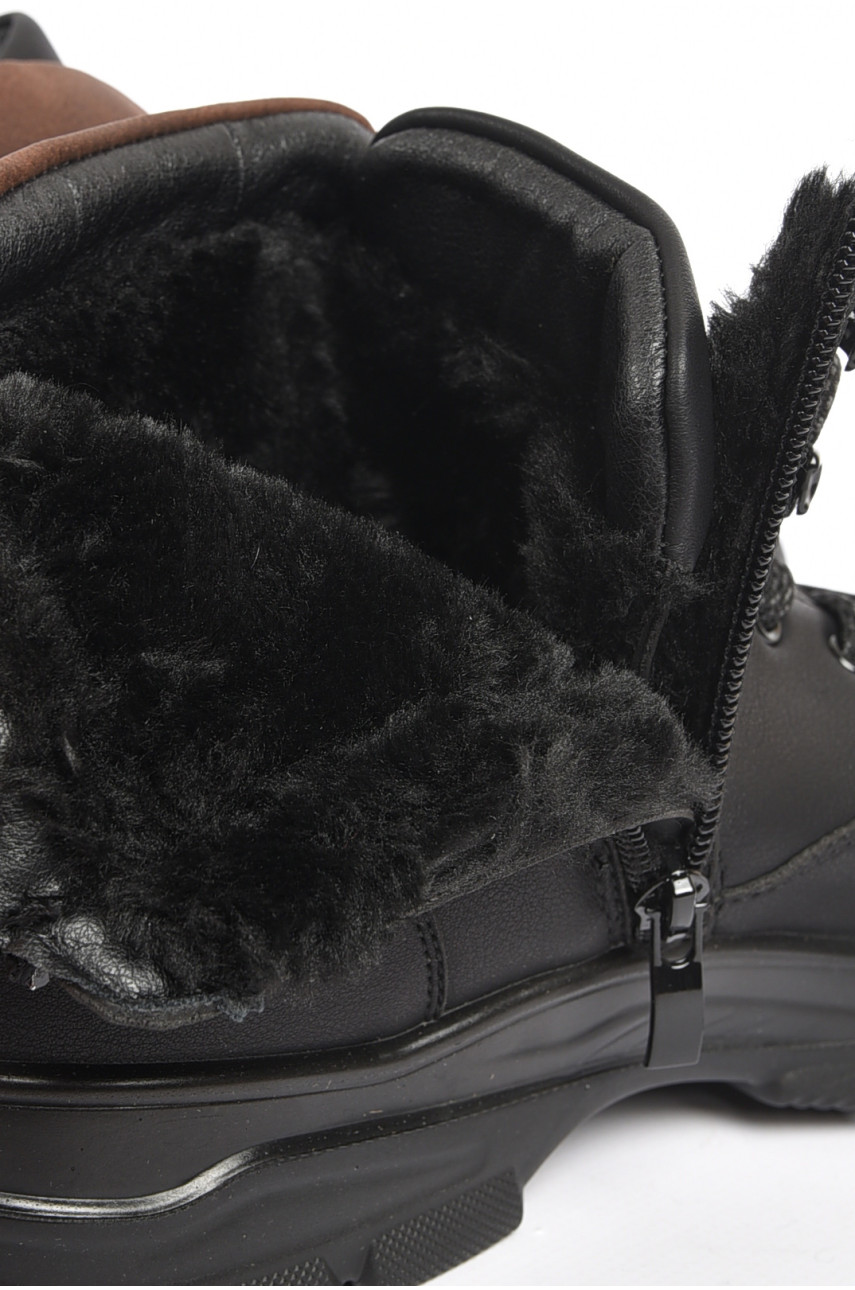 Черевики чоловічі зимові на хутрі чорного-коричневого кольору А602-2 189717 Черевики чоловічі зимові на хутрі чорного-коричневого кольору А602-2 189717