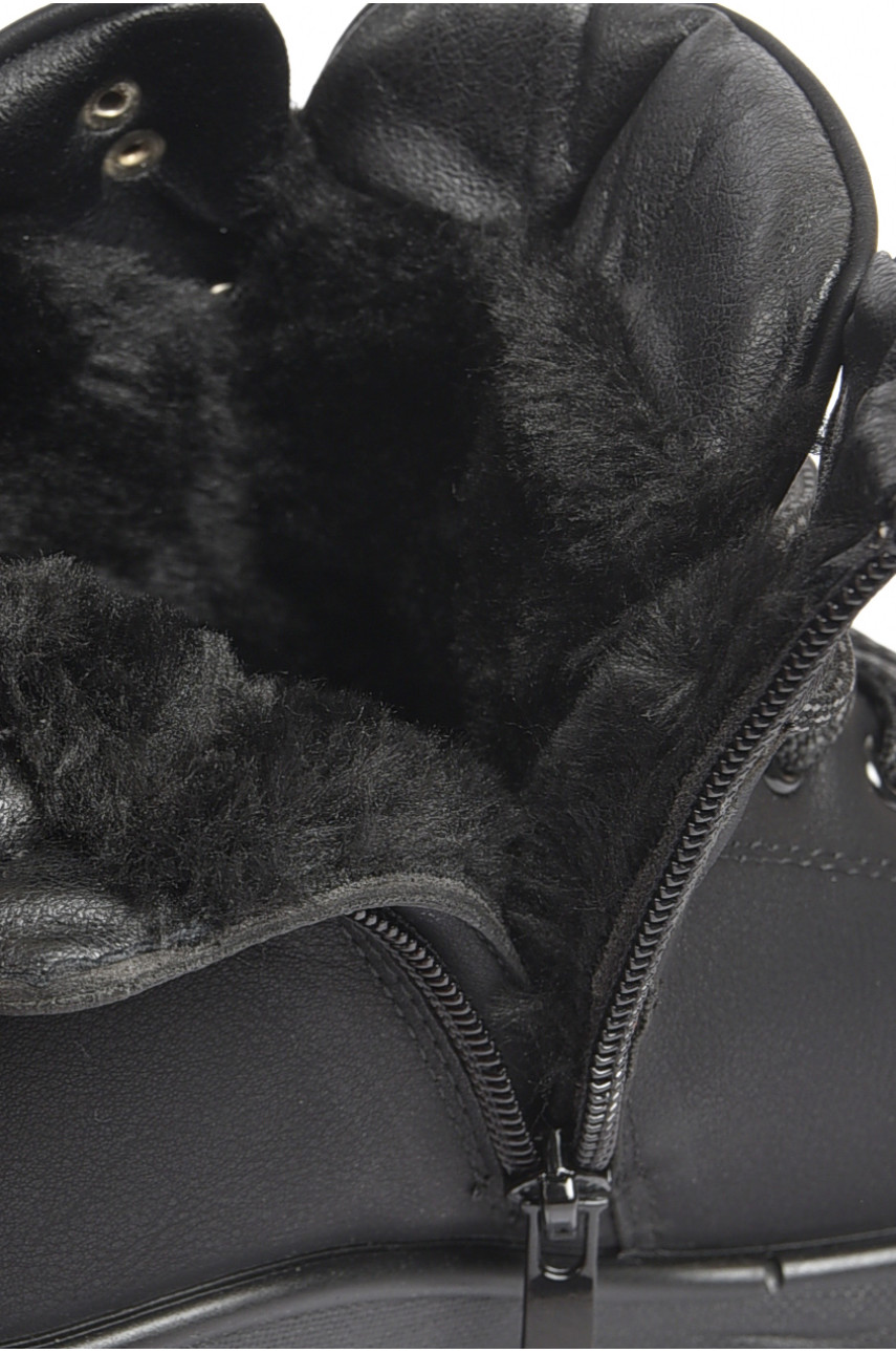 Черевики чоловічі зимові на хутрі чорного кольору А708-2 189718