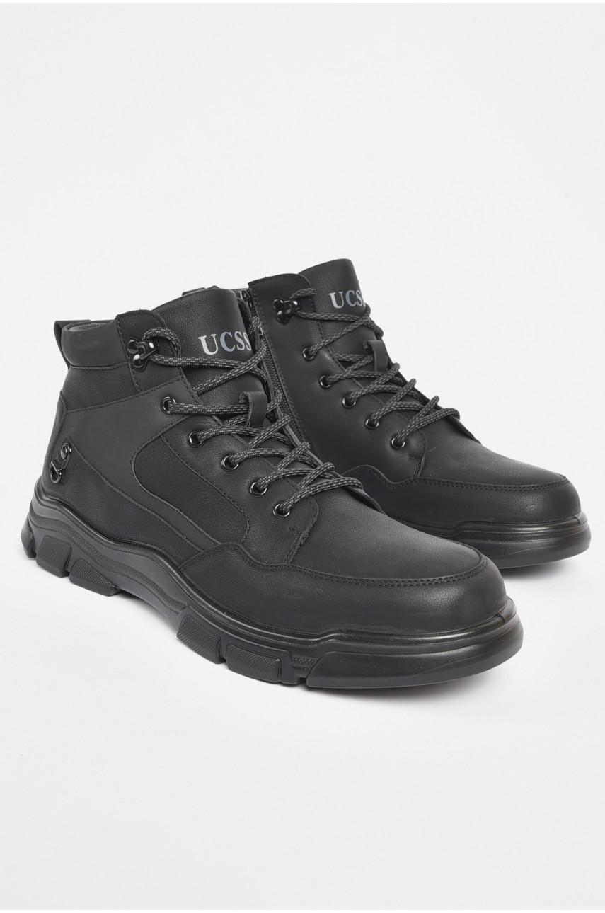 Черевики чоловічі зимові на хутрі чорного кольору А505 189720