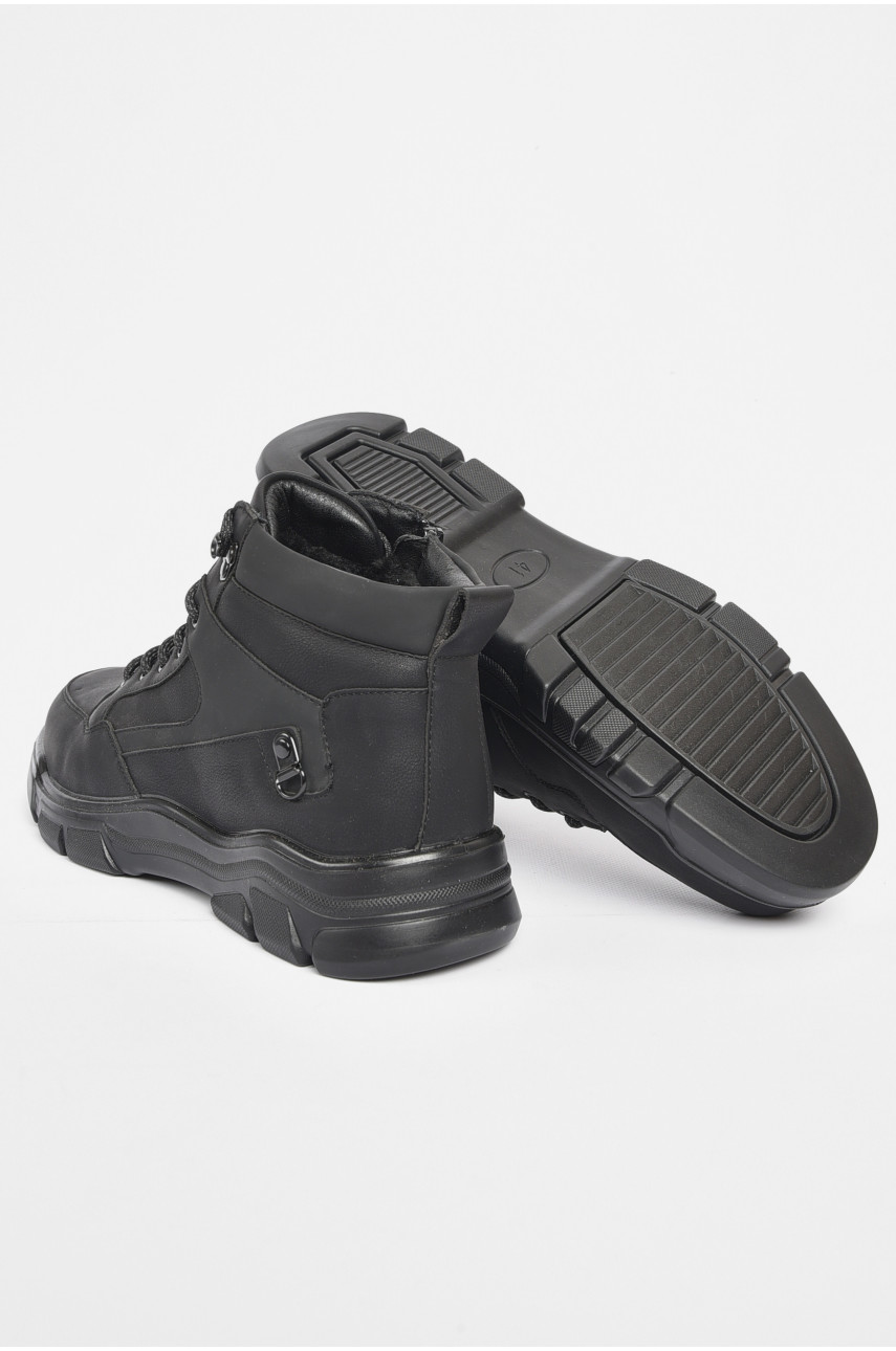 Черевики чоловічі зимові на хутрі чорного кольору А505 189720