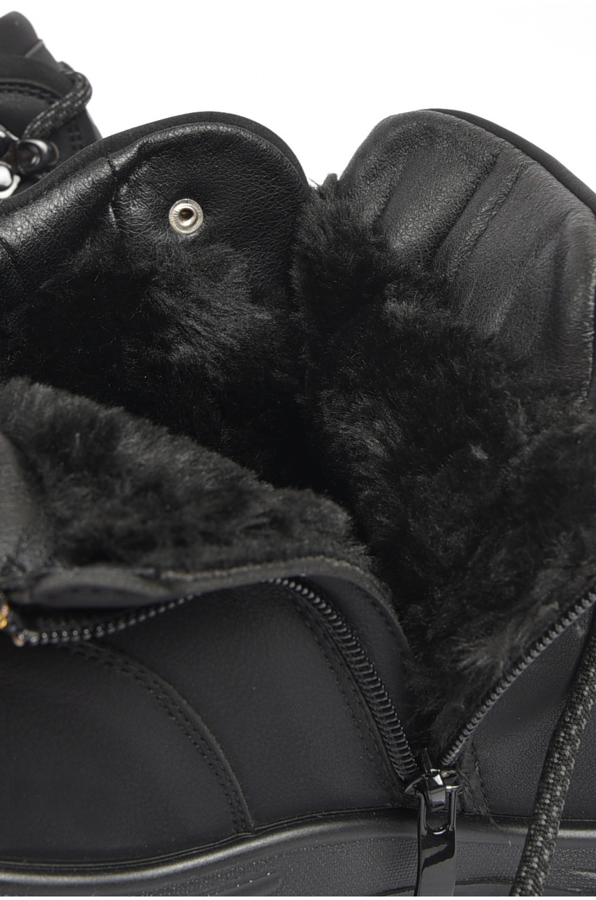 Черевики чоловічі зимові на хутрі чорного кольору А713-7 189721