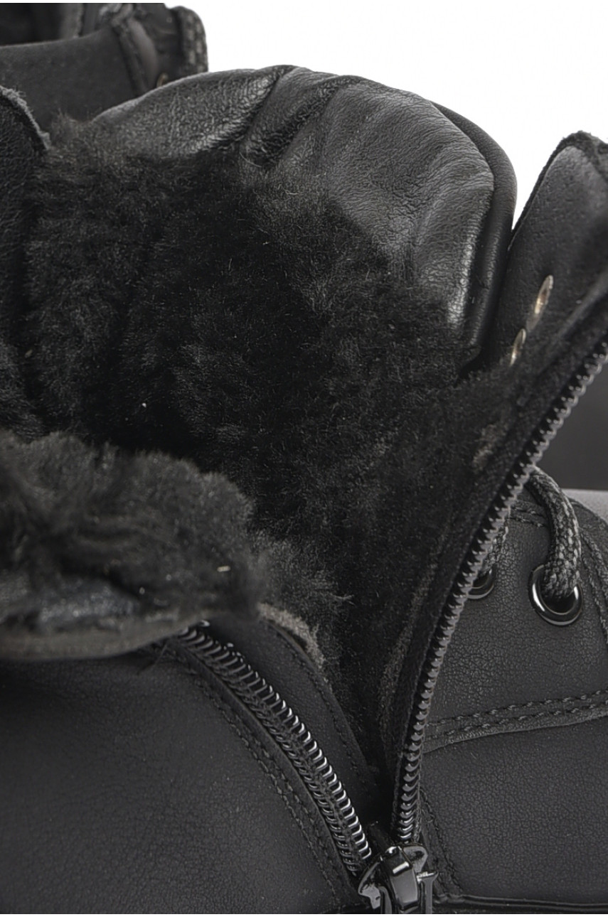 Черевики чоловічі зимові на хутрі чорного кольору А508 189723