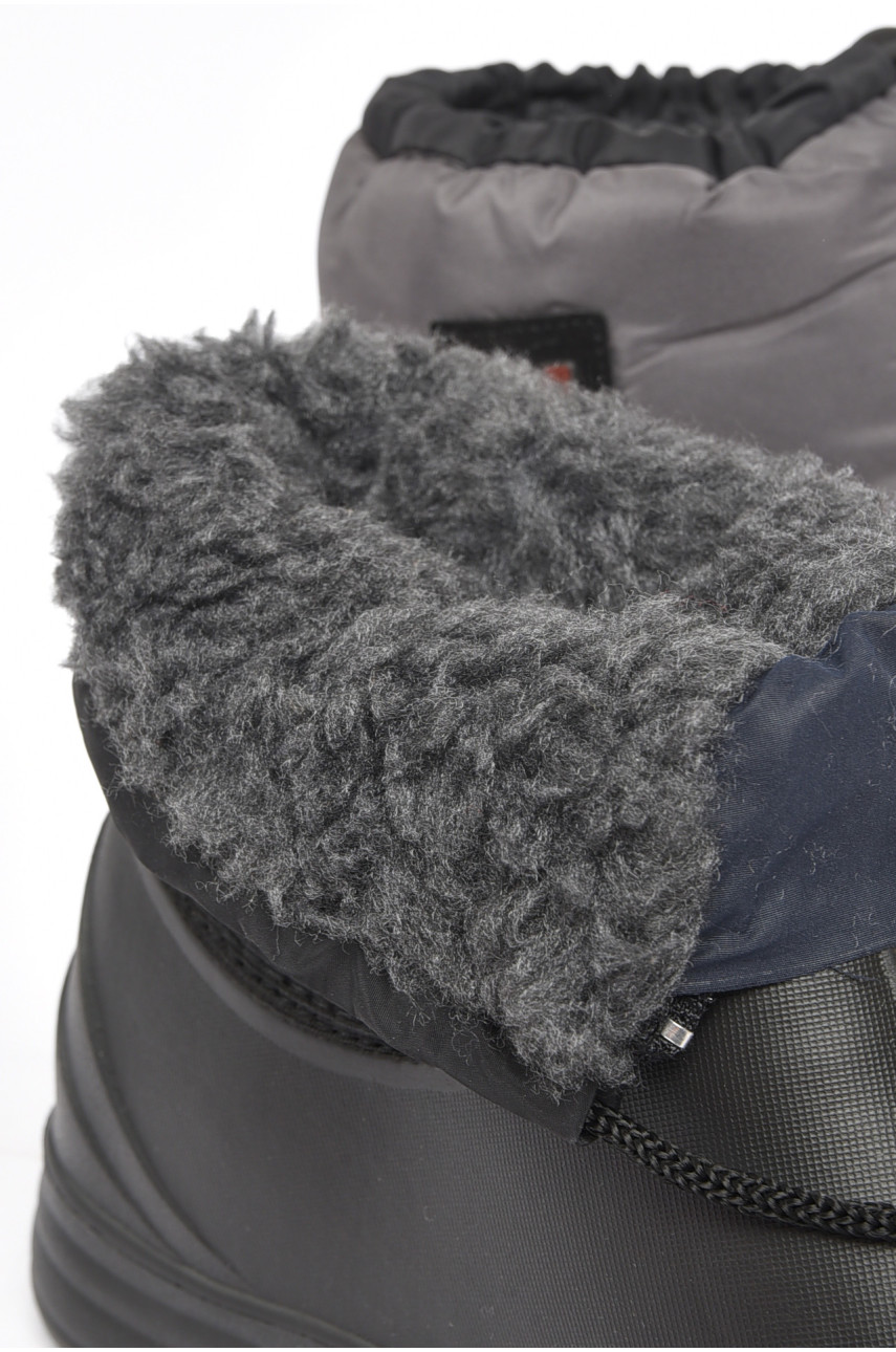 Дутики чоловічі піна на хутрі чорного кольору А-037 189763 Дутики чоловічі піна на хутрі чорного кольору А-037 189763