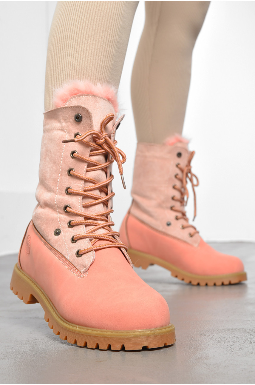 Ботинки женские зимние на меху розового цвета 8270-2 189767