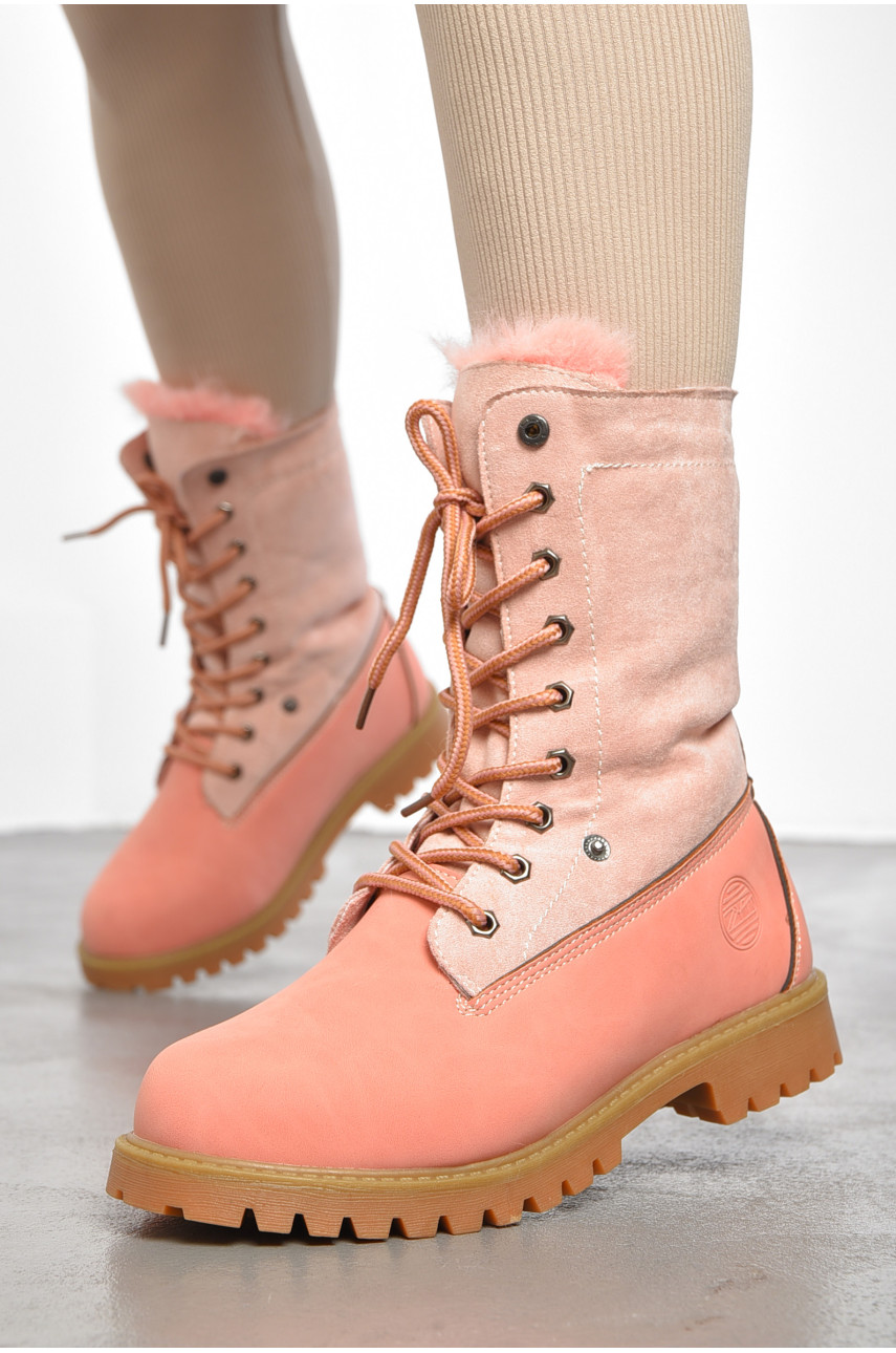 Ботинки женские зимние на меху розового цвета 8270-2 189767