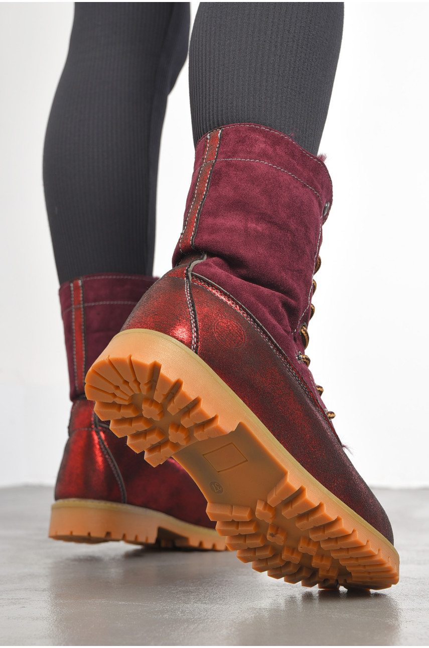 Ботинки женские зимние на меху темно-красного цвета 8270-4 189768 Ботинки женские зимние на меху темно-красного цвета 8270-4 189768