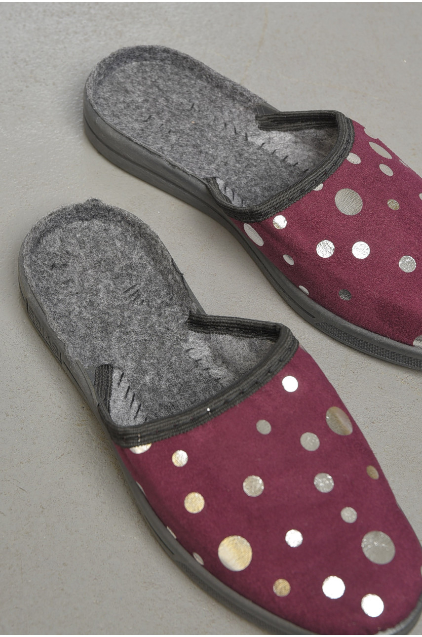 Капці жіночі бордового кольору Ебіас блиск 189805