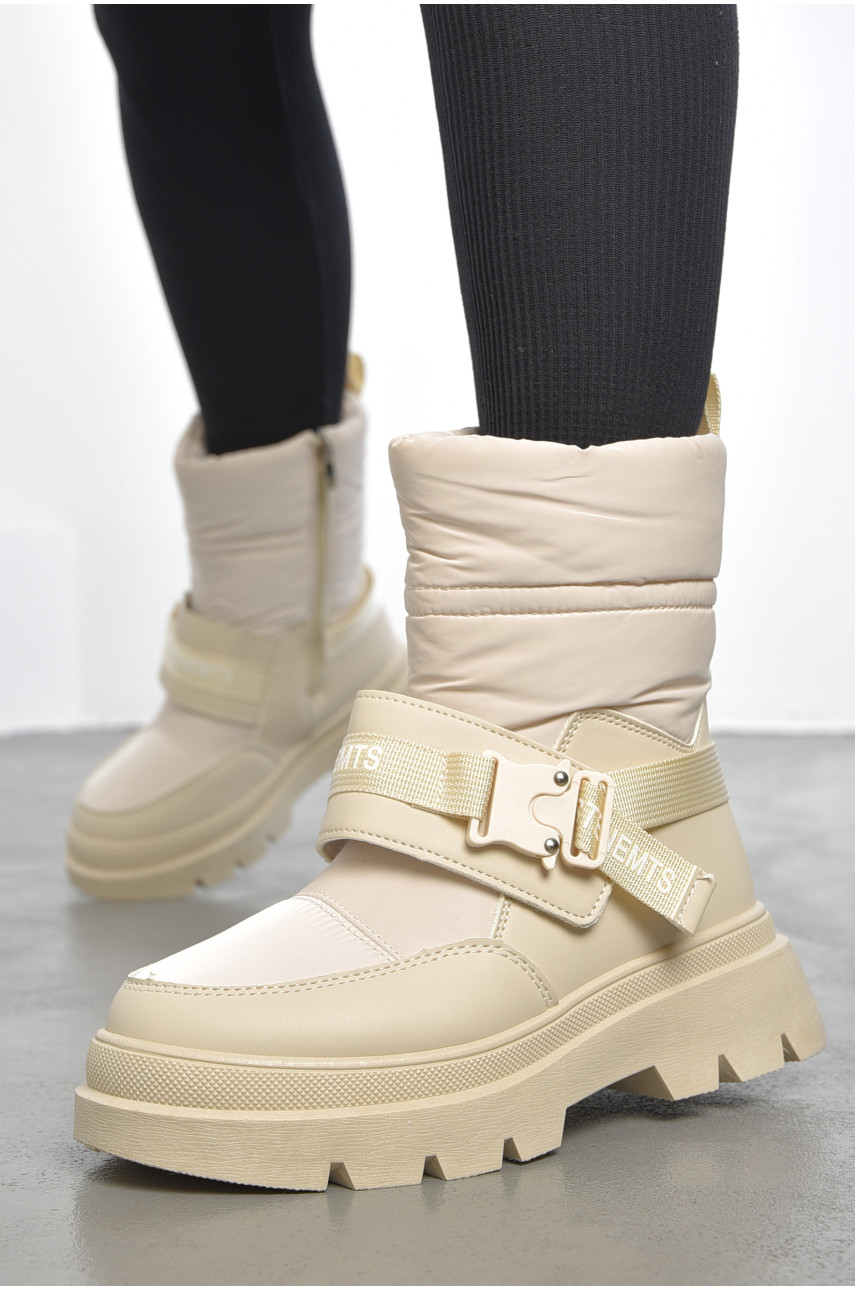 Напівчоботи жіночі на хутрі бежевого кольору 27 189812