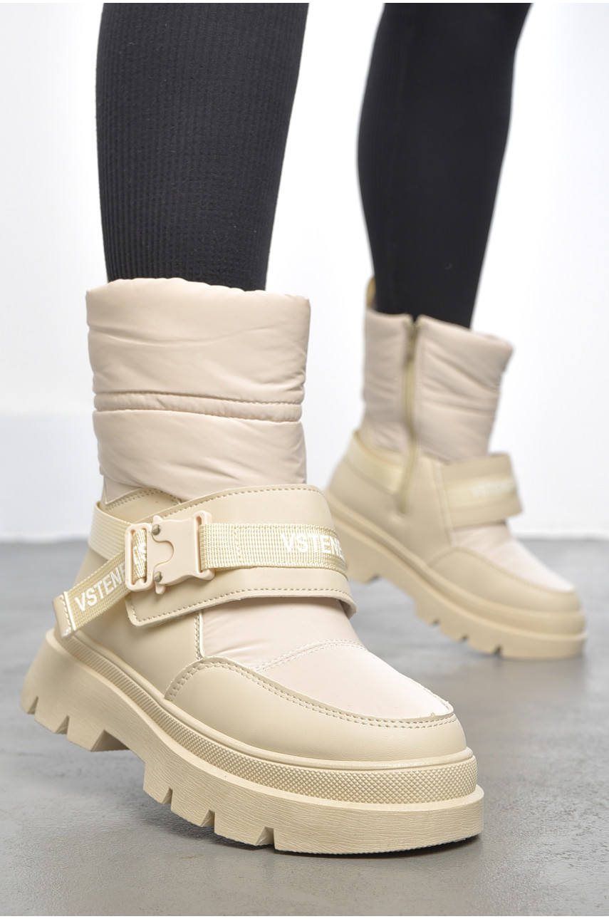 Напівчоботи жіночі на хутрі бежевого кольору 27 189812