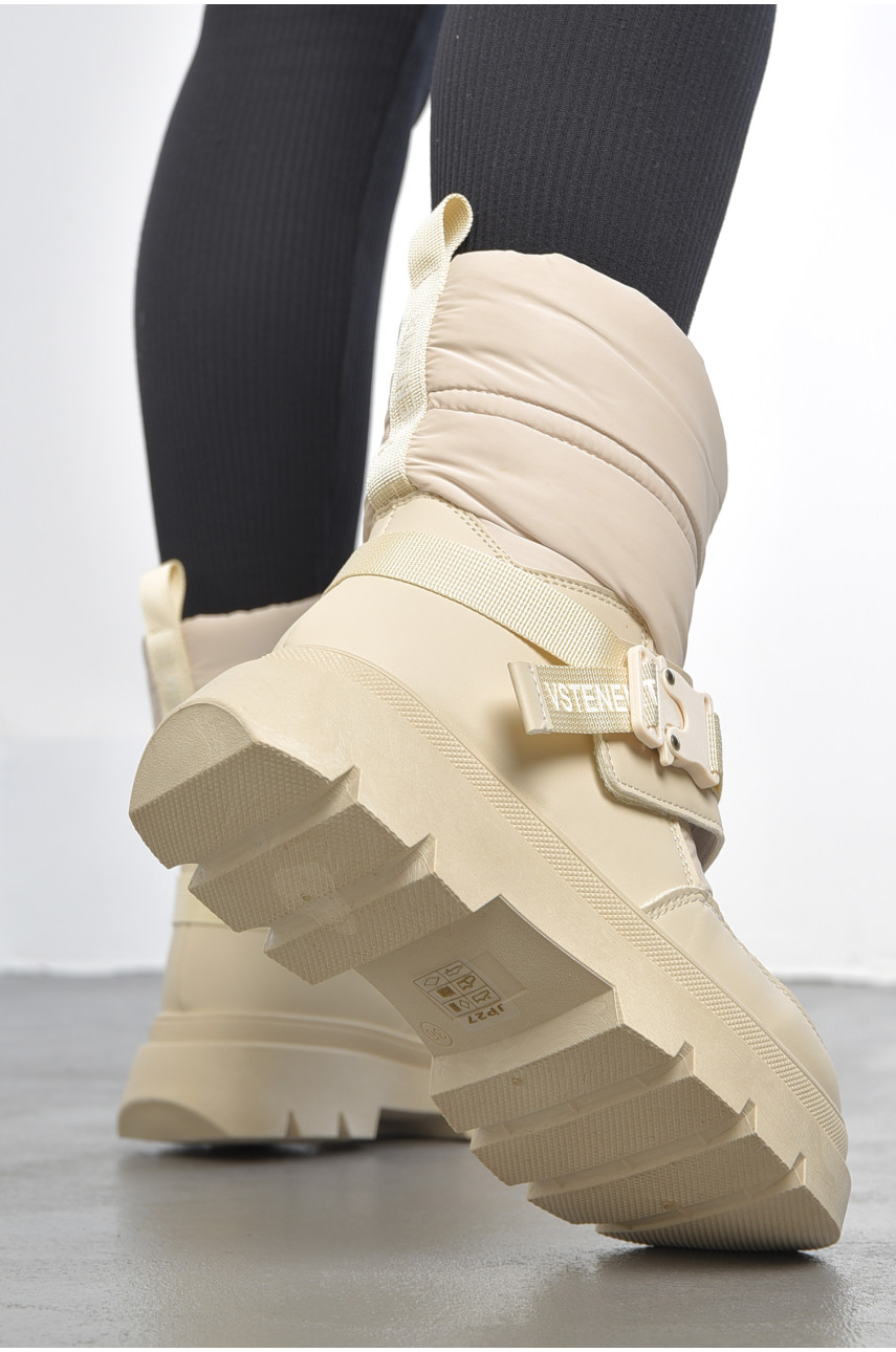 Напівчоботи жіночі на хутрі бежевого кольору 27 189812