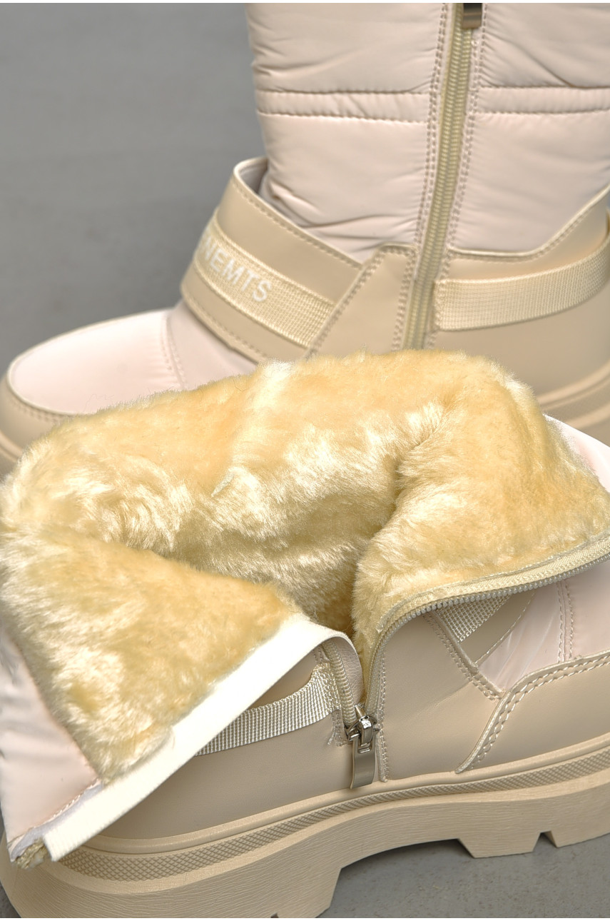 Напівчоботи жіночі на хутрі бежевого кольору 27 189812